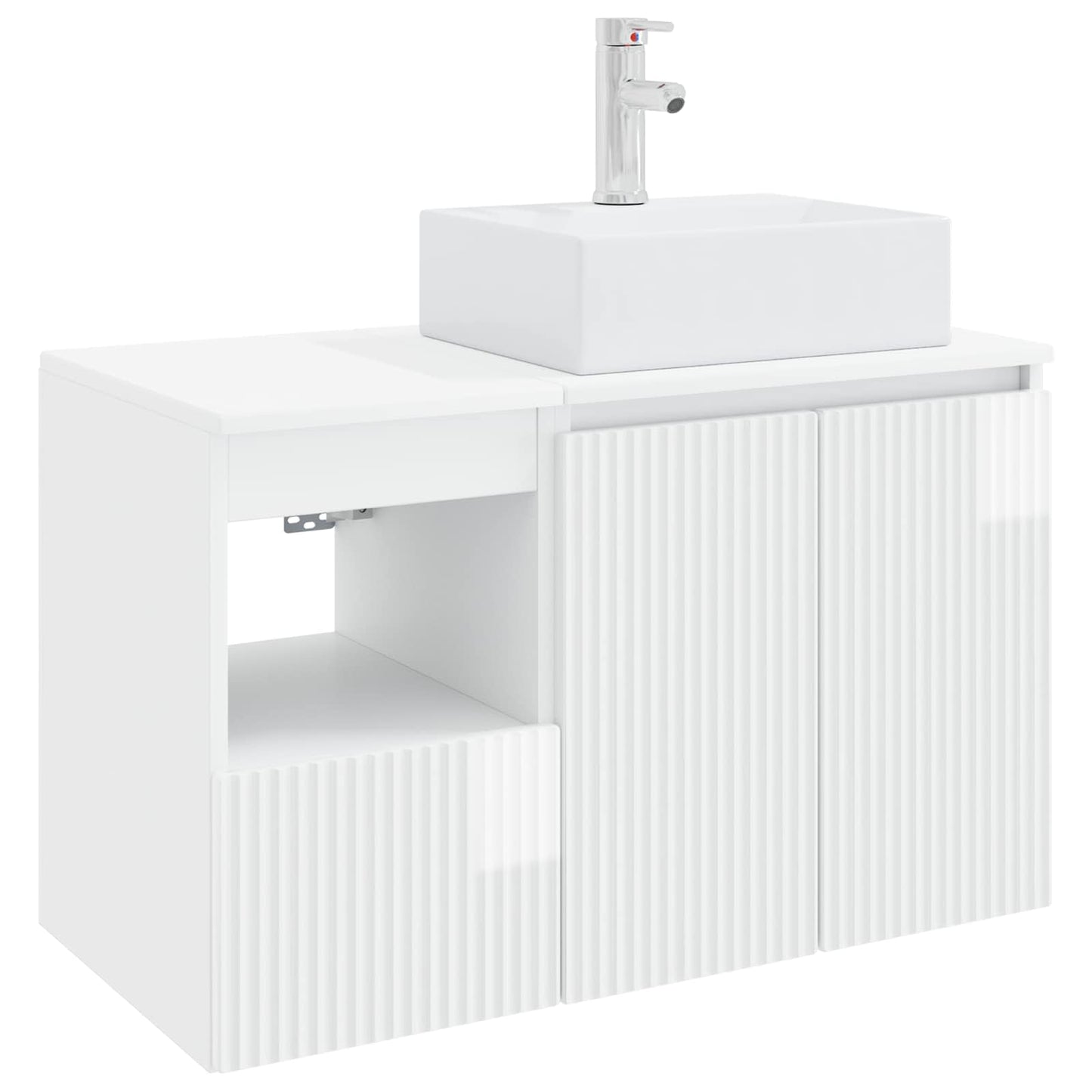 vidaXL Bathroom Furniture Set 2 pcs High Gloss White Engineered Wood 2