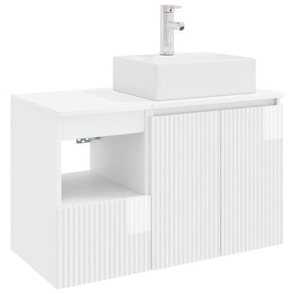 vidaXL Bathroom Furniture Set 2 pcs High Gloss White Engineered Wood 2
