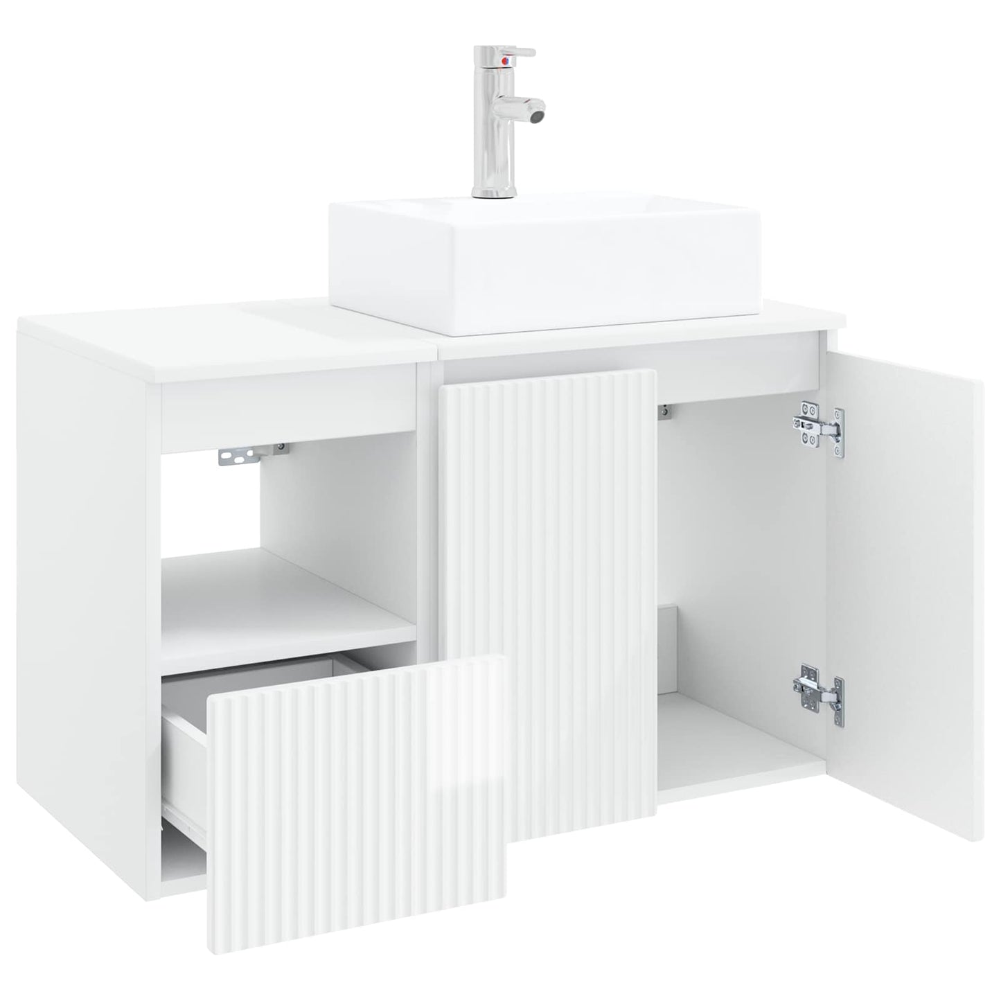 vidaXL Bathroom Furniture Set 2 pcs High Gloss White Engineered Wood 4