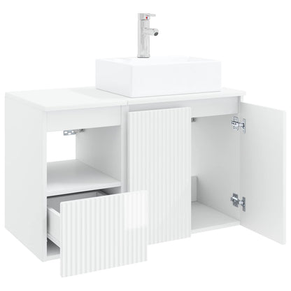 vidaXL Bathroom Furniture Set 2 pcs High Gloss White Engineered Wood 4