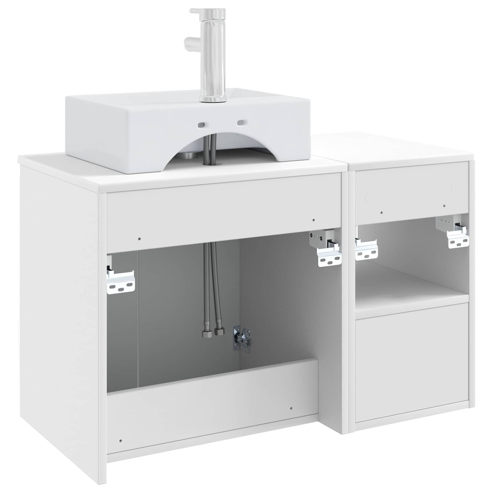 vidaXL Bathroom Furniture Set 2 pcs High Gloss White Engineered Wood 6