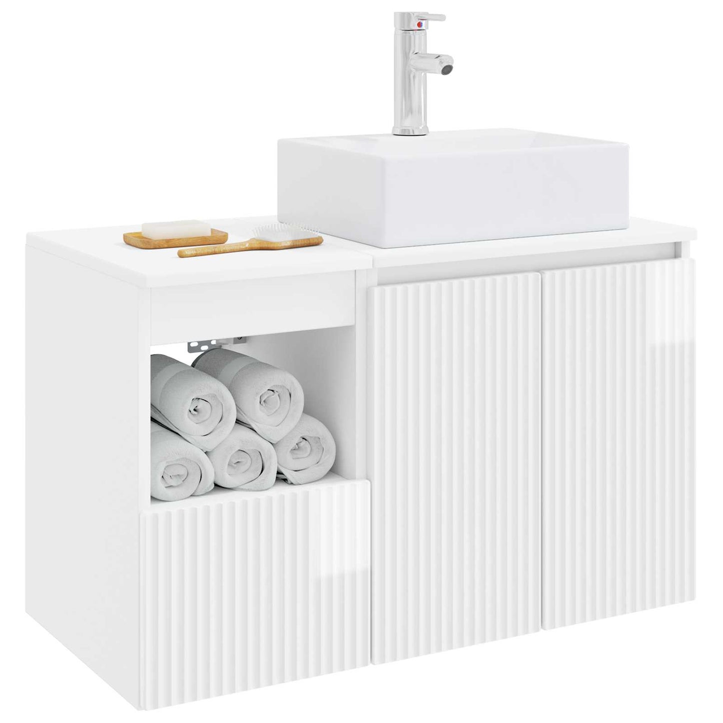 vidaXL Bathroom Furniture Set 2 pcs High Gloss White Engineered Wood 3