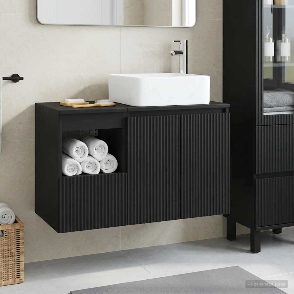 Bathroom Cabinet Set 2 pcs 83 x 35 x 80 cm Black