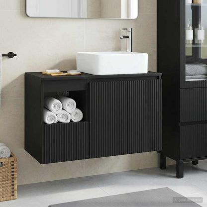 Bathroom Cabinet Set 2 pcs 83 x 35 x 80 cm Black