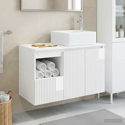 vidaXL Bathroom Furniture Set 2 pcs High Gloss White Engineered Wood 1