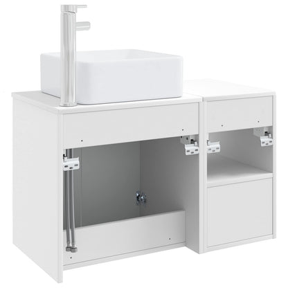 vidaXL Bathroom Furniture Set 2 pcs High Gloss White Engineered Wood 6