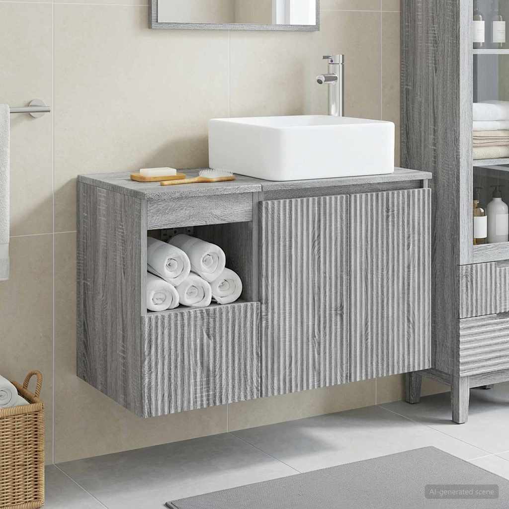 Bathroom Cabinet Set 2 pcs 83 x 35 x 80 cm Grey sonoma