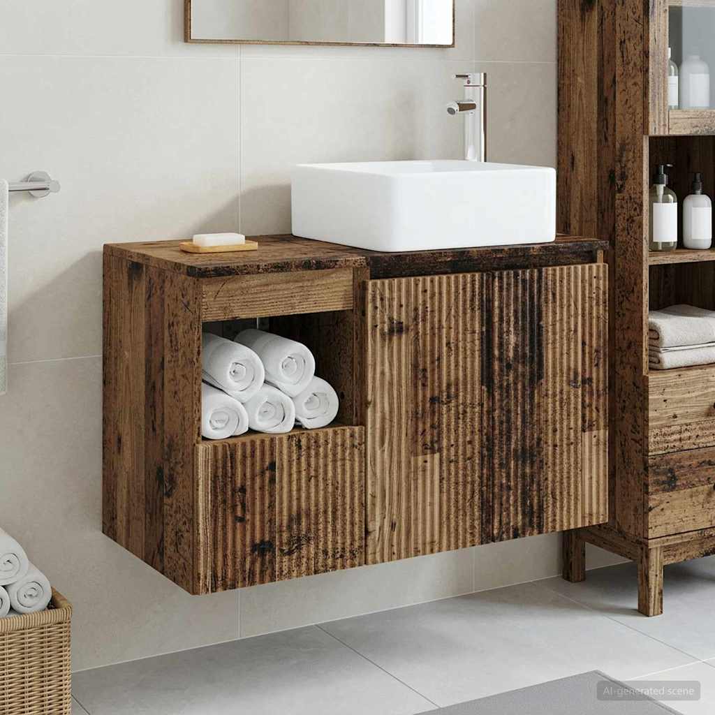 Bathroom Cabinet Set 2 pcs 83 x 35 x 80 cm Old wood