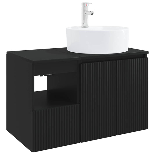 vidaXL Bathroom Furniture Set 2 pcs Black Engineered Wood 2