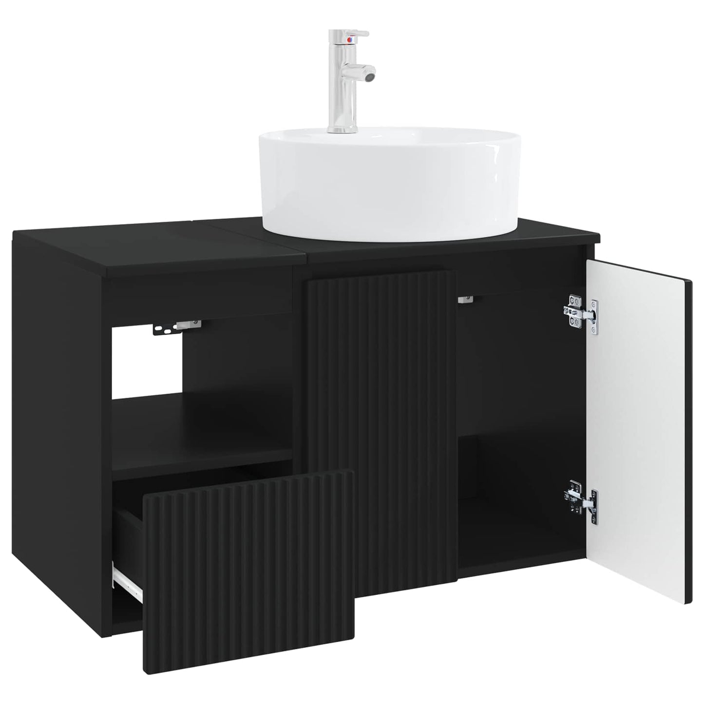 vidaXL Bathroom Furniture Set 2 pcs Black Engineered Wood 4