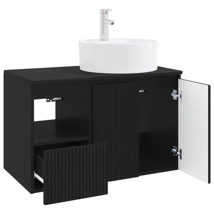vidaXL Bathroom Furniture Set 2 pcs Black Engineered Wood 4