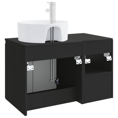 vidaXL Bathroom Furniture Set 2 pcs Black Engineered Wood 6