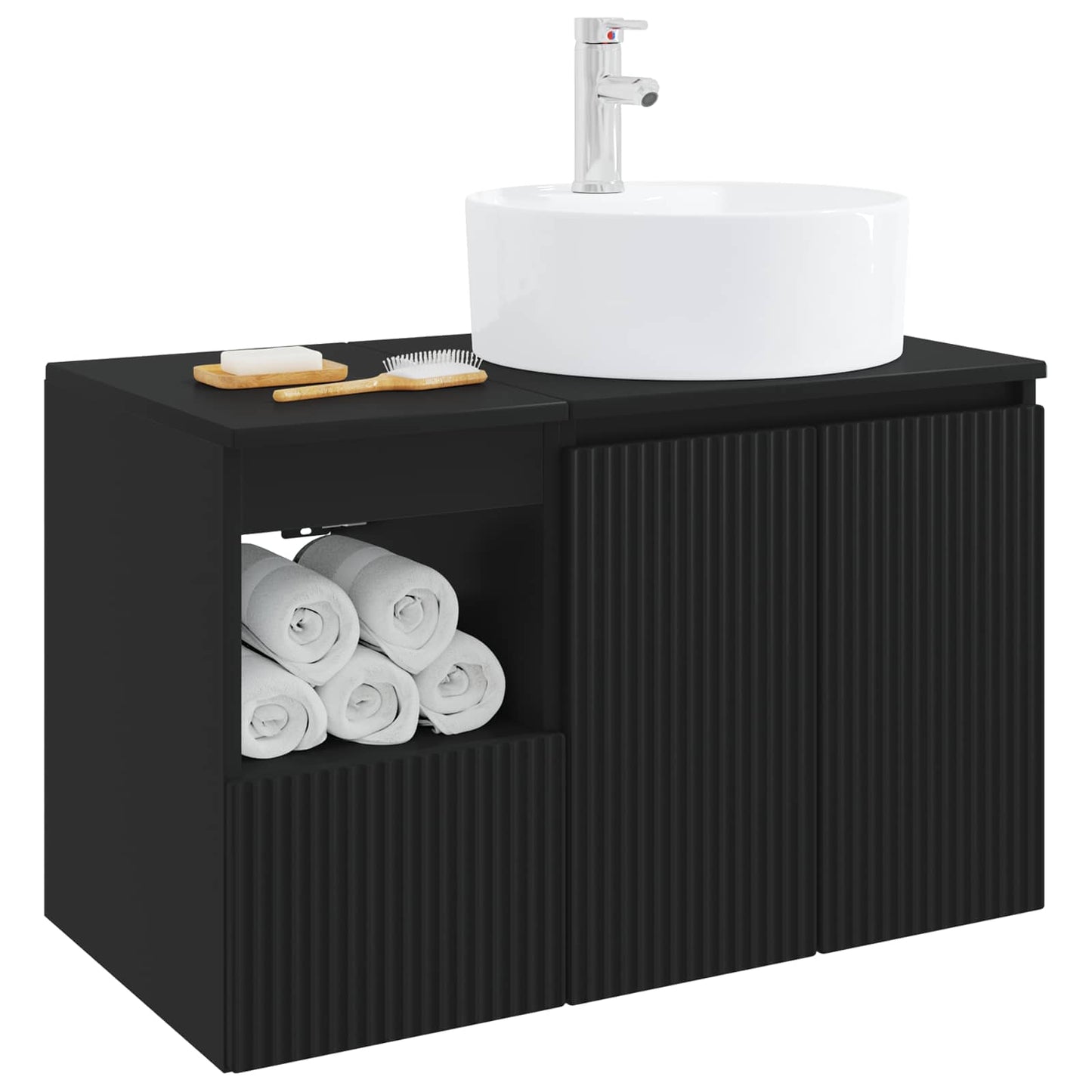 vidaXL Bathroom Furniture Set 2 pcs Black Engineered Wood 3