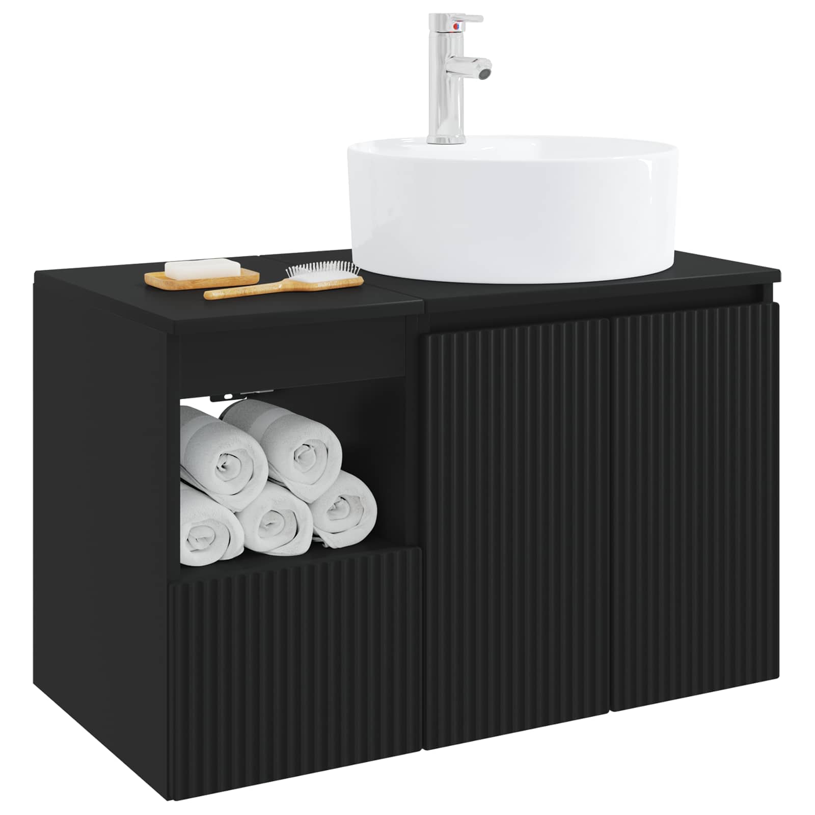 vidaXL Bathroom Furniture Set 2 pcs Black Engineered Wood 3