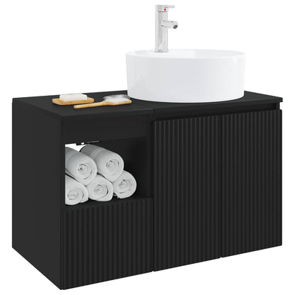 vidaXL Bathroom Furniture Set 2 pcs Black Engineered Wood 3
