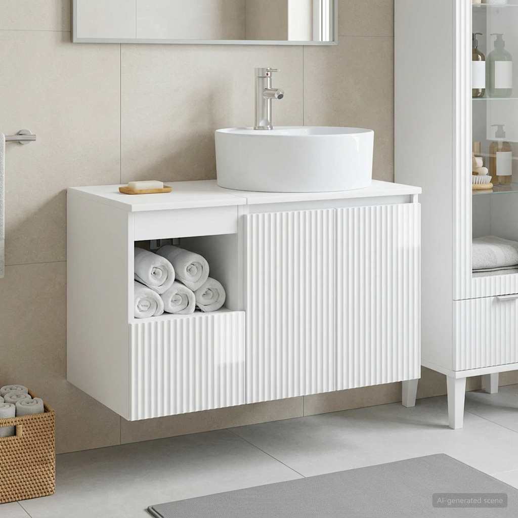 vidaXL Bathroom Furniture Set 2 pcs High Gloss White Engineered Wood 1