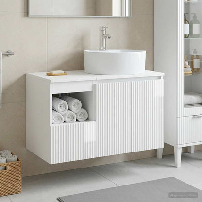 vidaXL Bathroom Furniture Set 2 pcs High Gloss White Engineered Wood 1