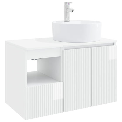 vidaXL Bathroom Furniture Set 2 pcs High Gloss White Engineered Wood 2
