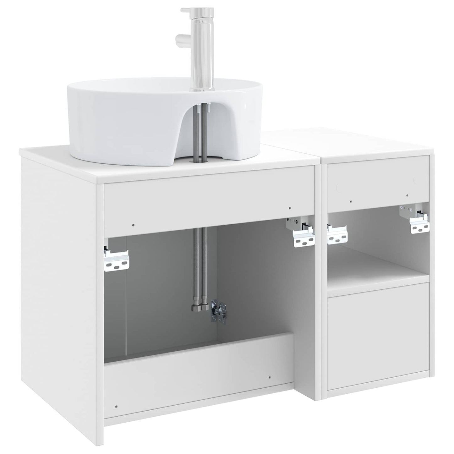 vidaXL Bathroom Furniture Set 2 pcs High Gloss White Engineered Wood 6