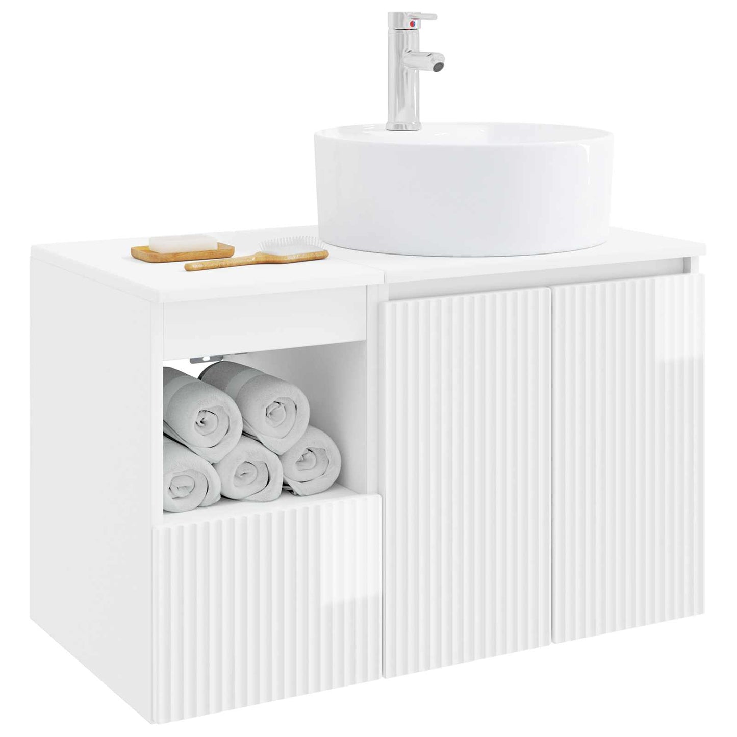 vidaXL Bathroom Furniture Set 2 pcs High Gloss White Engineered Wood 3