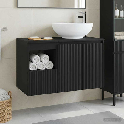 vidaXL Bathroom Furniture Set 2 pcs Black Engineered Wood 1