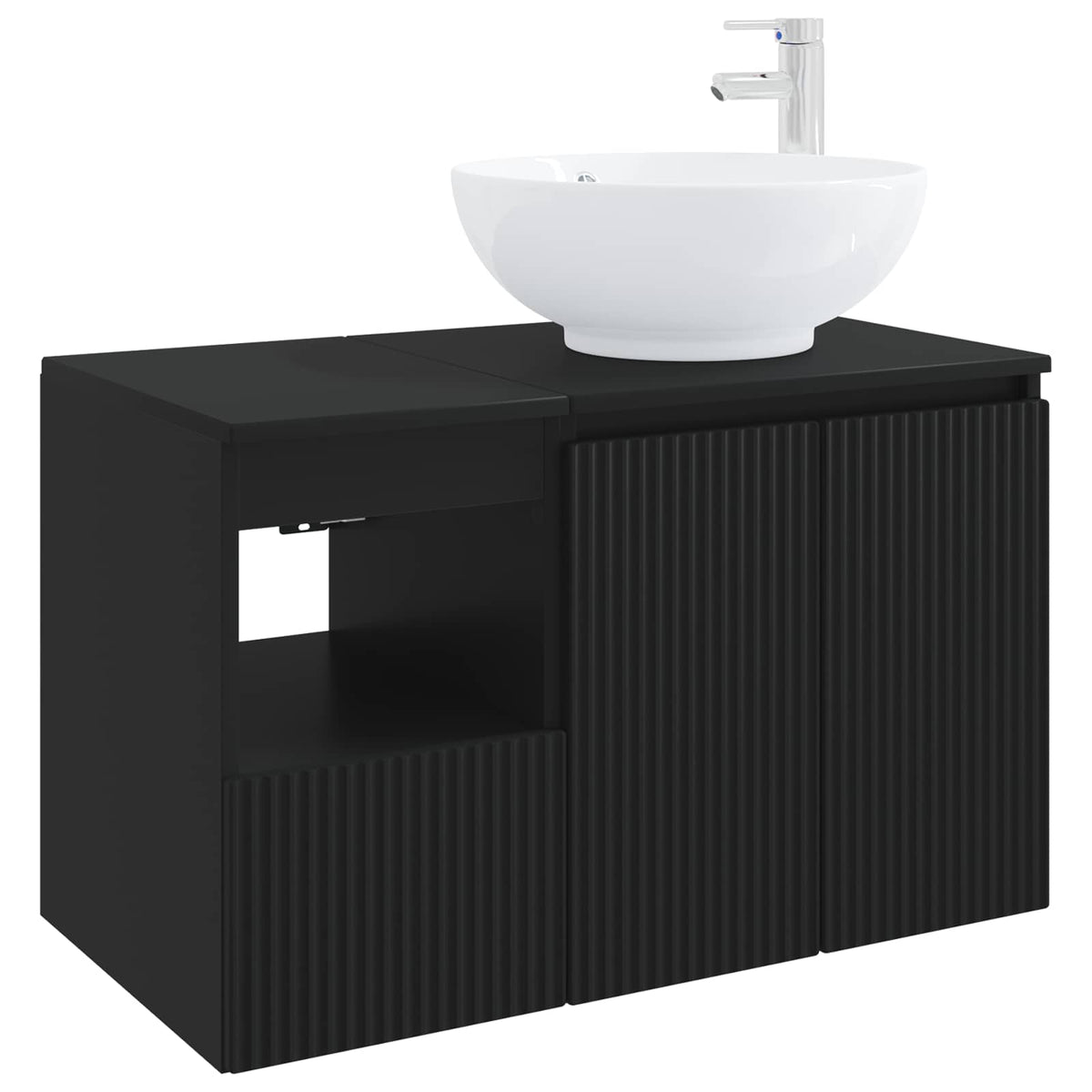 vidaXL Bathroom Furniture Set 2 pcs Black Engineered Wood 2