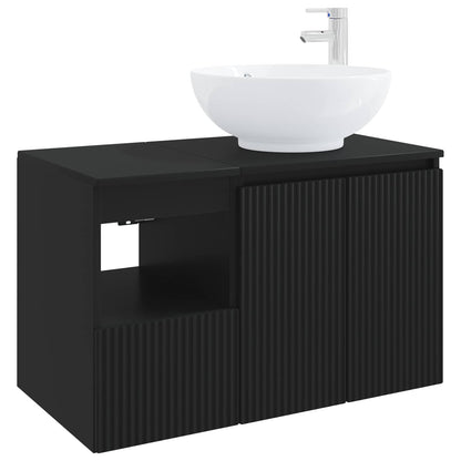 vidaXL Bathroom Furniture Set 2 pcs Black Engineered Wood 2