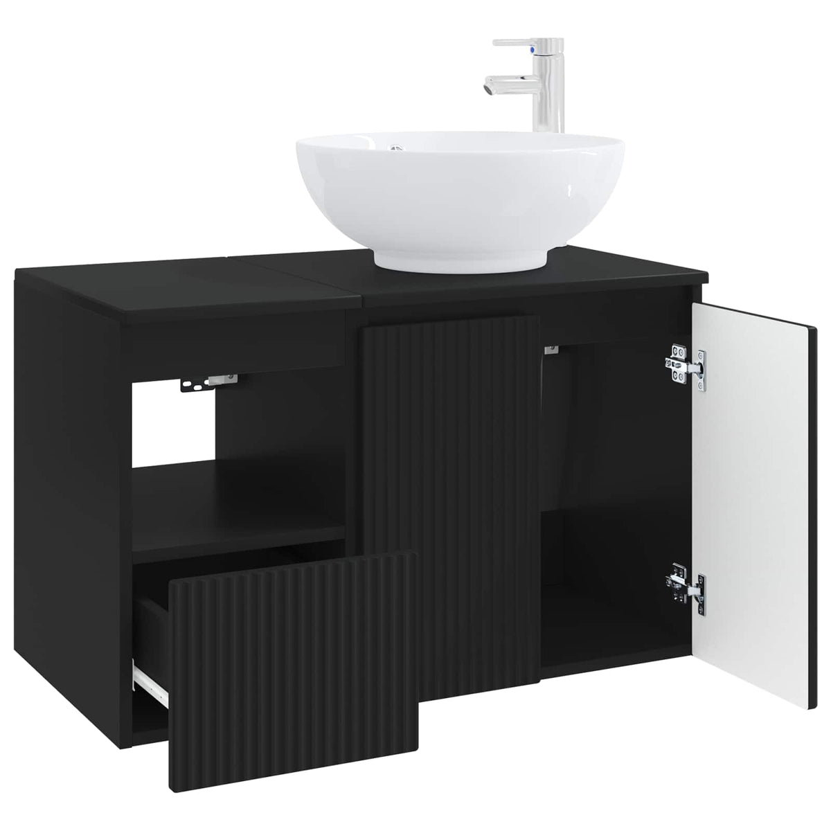 vidaXL Bathroom Furniture Set 2 pcs Black Engineered Wood 4
