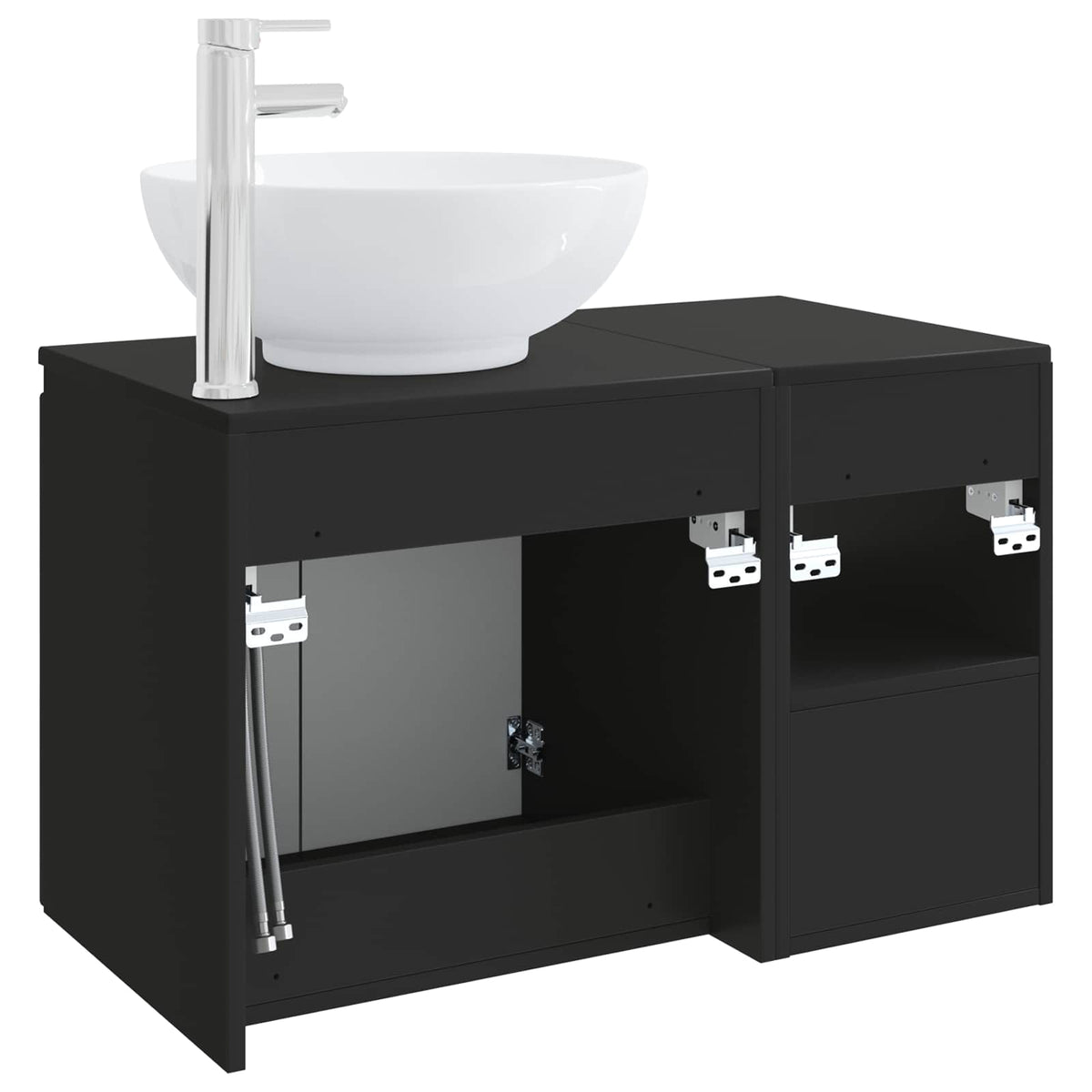vidaXL Bathroom Furniture Set 2 pcs Black Engineered Wood 6