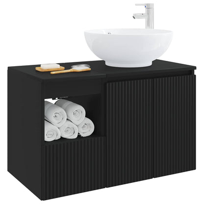 vidaXL Bathroom Furniture Set 2 pcs Black Engineered Wood 3