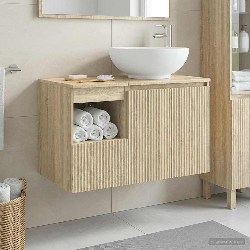 vidaXL Bathroom Furniture Set 2 pcs Sonoma Oak Engineered Wood 1