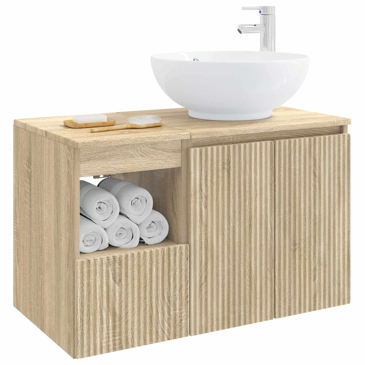 vidaXL Bathroom Furniture Set 2 pcs Sonoma Oak Engineered Wood 3