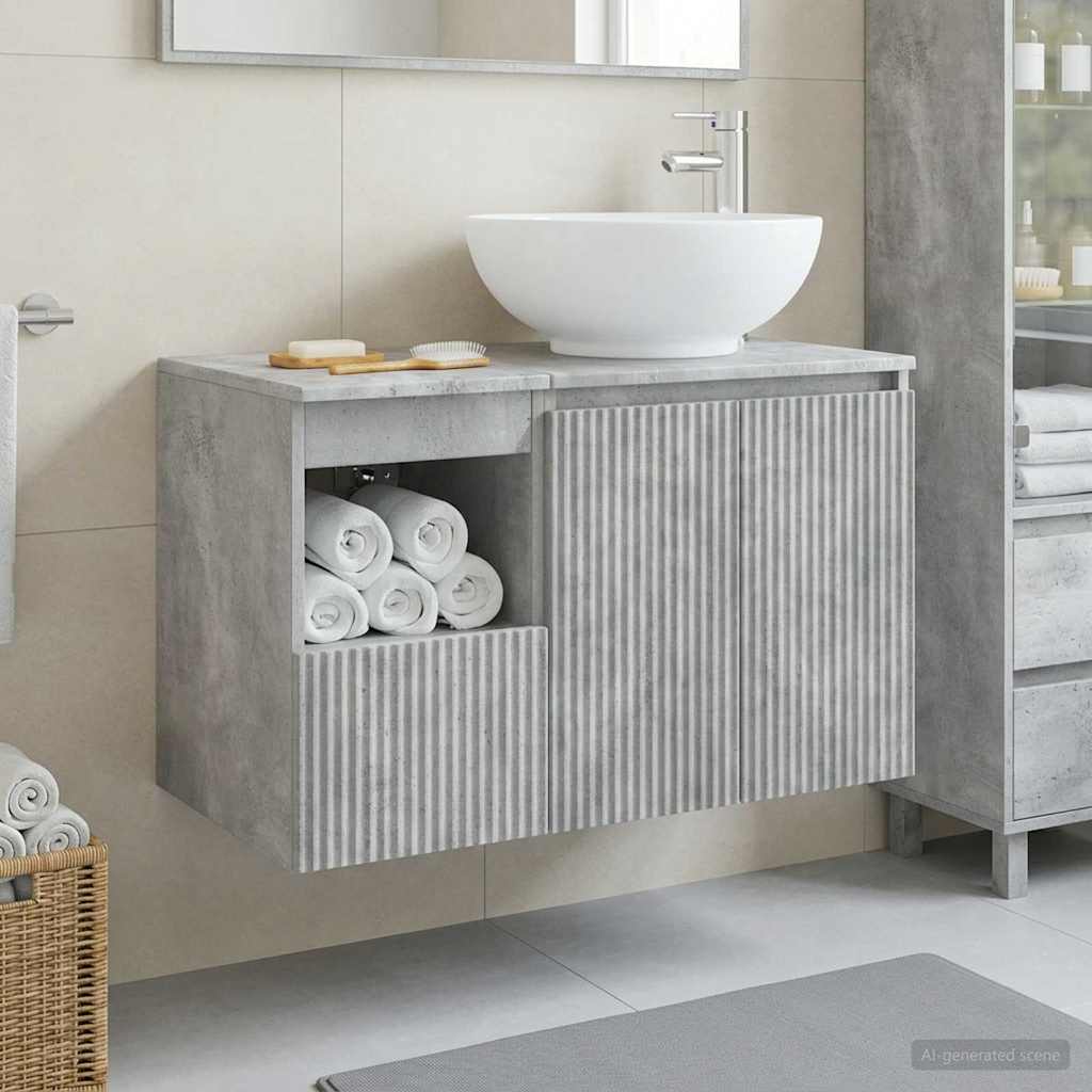 vidaXL Bathroom Furniture Set 2 pcs Concrete Grey Engineered Wood 1