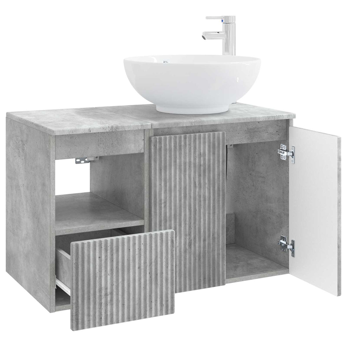 vidaXL Bathroom Furniture Set 2 pcs Concrete Grey Engineered Wood 4