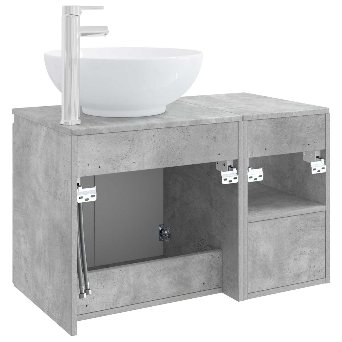 vidaXL Bathroom Furniture Set 2 pcs Concrete Grey Engineered Wood 6
