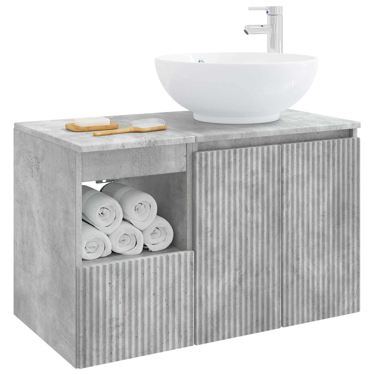 vidaXL Bathroom Furniture Set 2 pcs Concrete Grey Engineered Wood 3