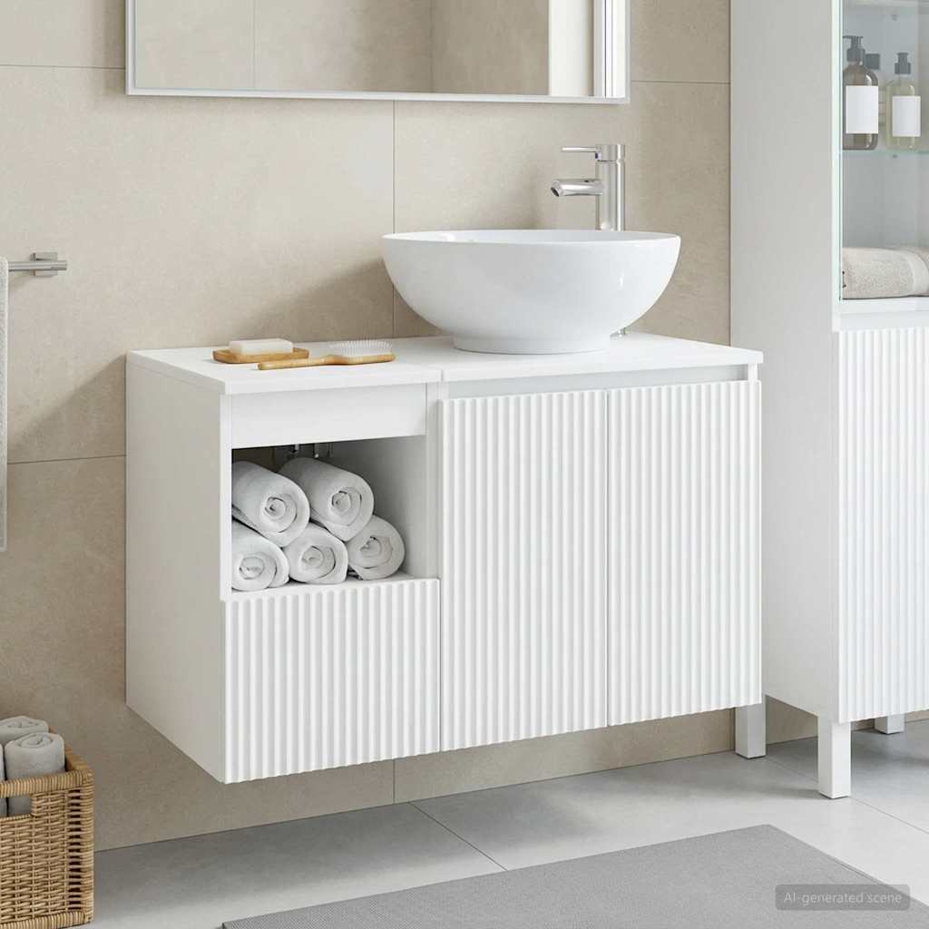 vidaXL Bathroom Furniture Set 2 pcs High Gloss White Engineered Wood 1