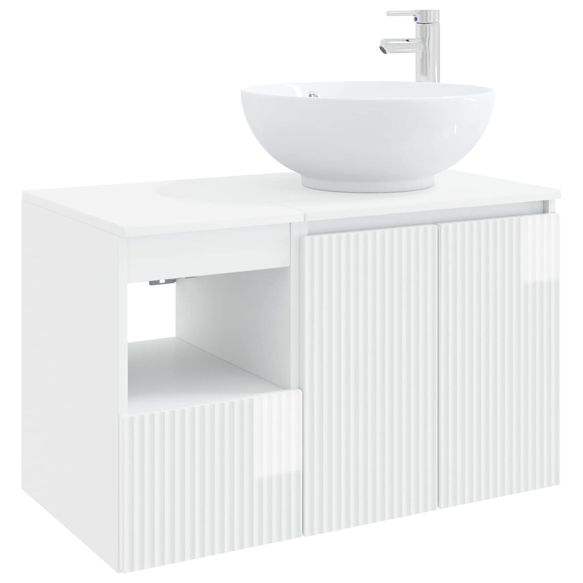 vidaXL Bathroom Furniture Set 2 pcs High Gloss White Engineered Wood 2