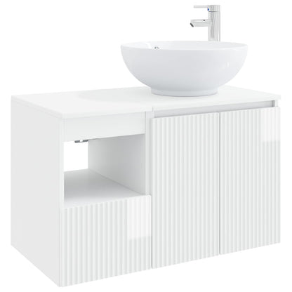 vidaXL Bathroom Furniture Set 2 pcs High Gloss White Engineered Wood 2
