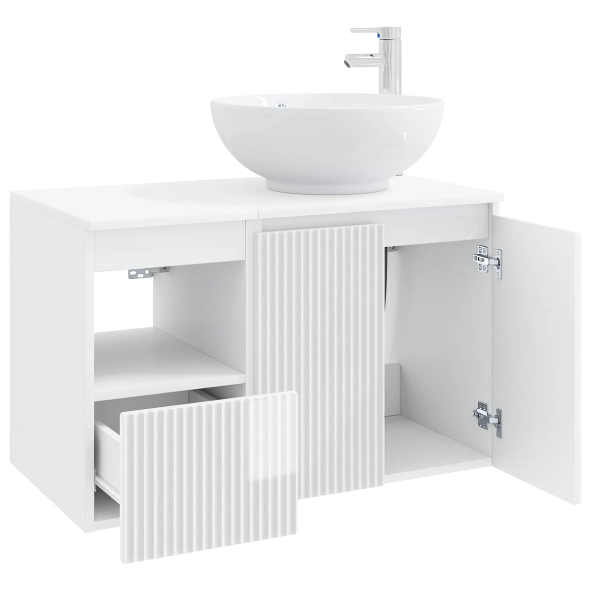 vidaXL Bathroom Furniture Set 2 pcs High Gloss White Engineered Wood 4