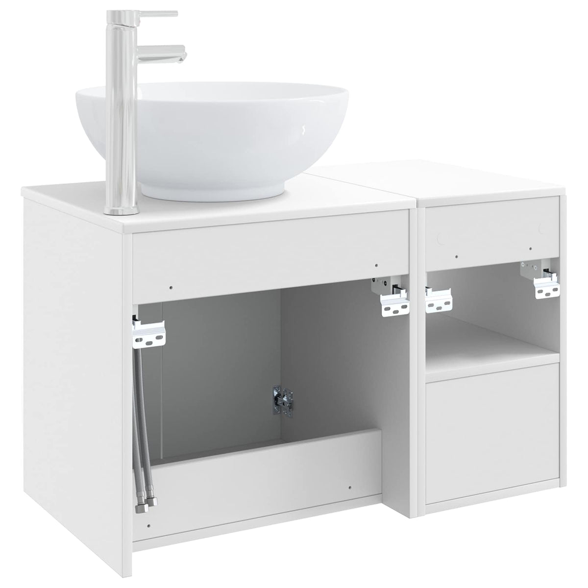 vidaXL Bathroom Furniture Set 2 pcs High Gloss White Engineered Wood 6