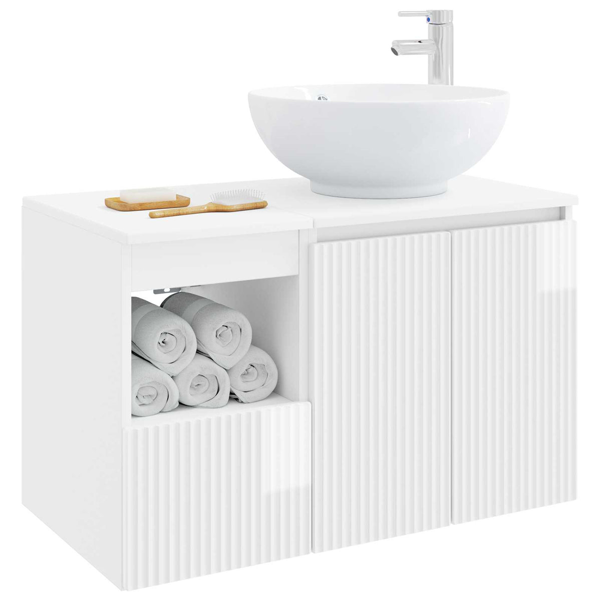 vidaXL Bathroom Furniture Set 2 pcs High Gloss White Engineered Wood 3