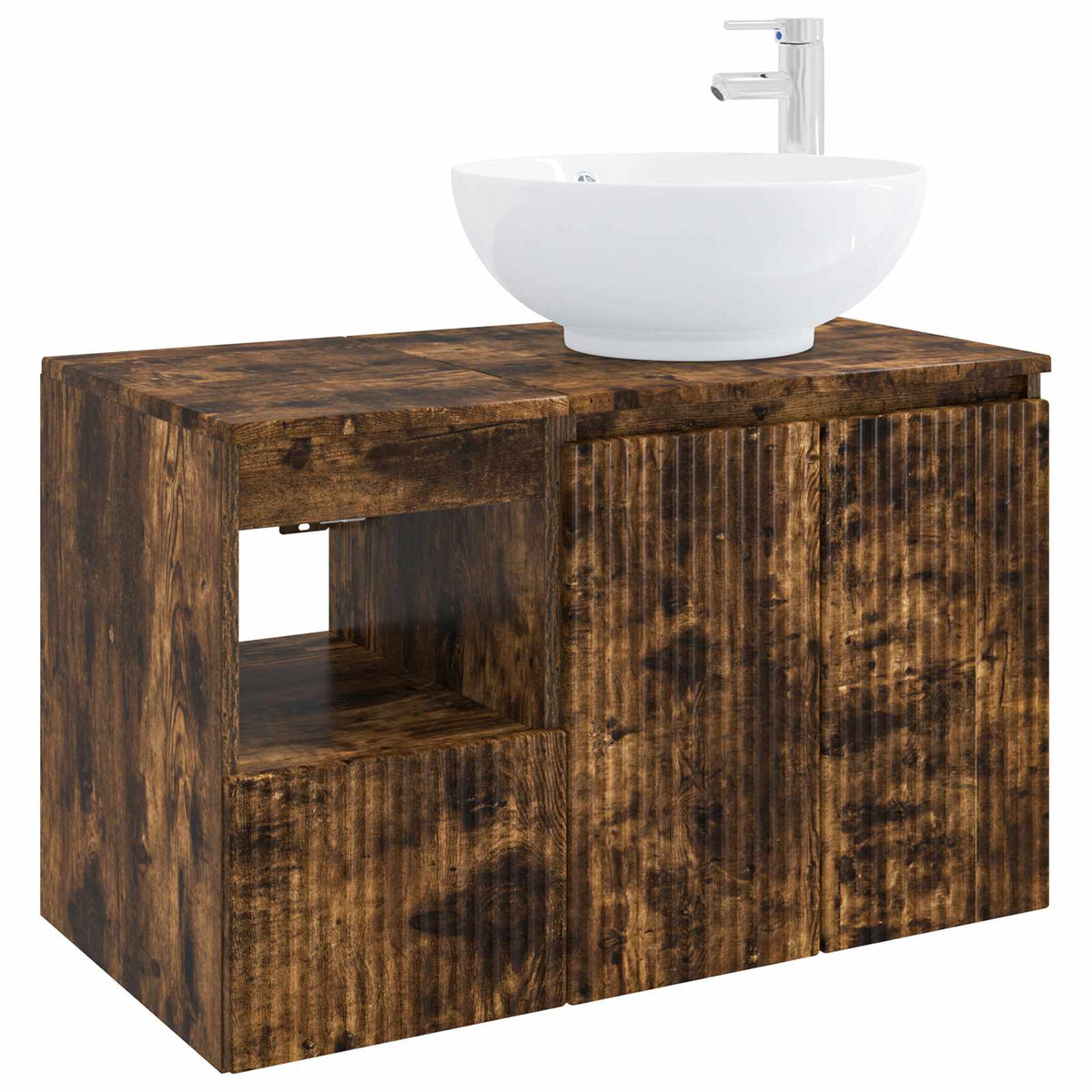 vidaXL Bathroom Furniture Set 2 pcs Smoked Oak Engineered Wood 2