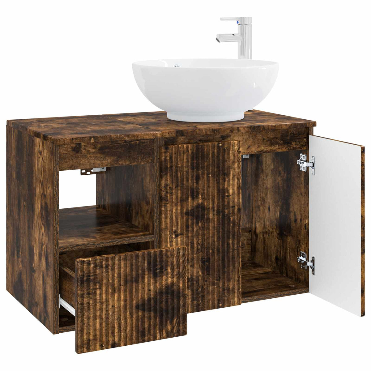 vidaXL Bathroom Furniture Set 2 pcs Smoked Oak Engineered Wood 4
