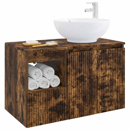 vidaXL Bathroom Furniture Set 2 pcs Smoked Oak Engineered Wood 3