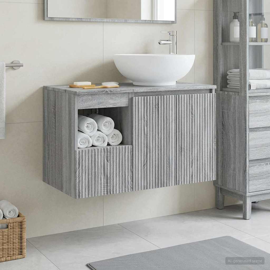 vidaXL Bathroom Furniture Set 2 pcs Grey Sonoma Engineered Wood 1