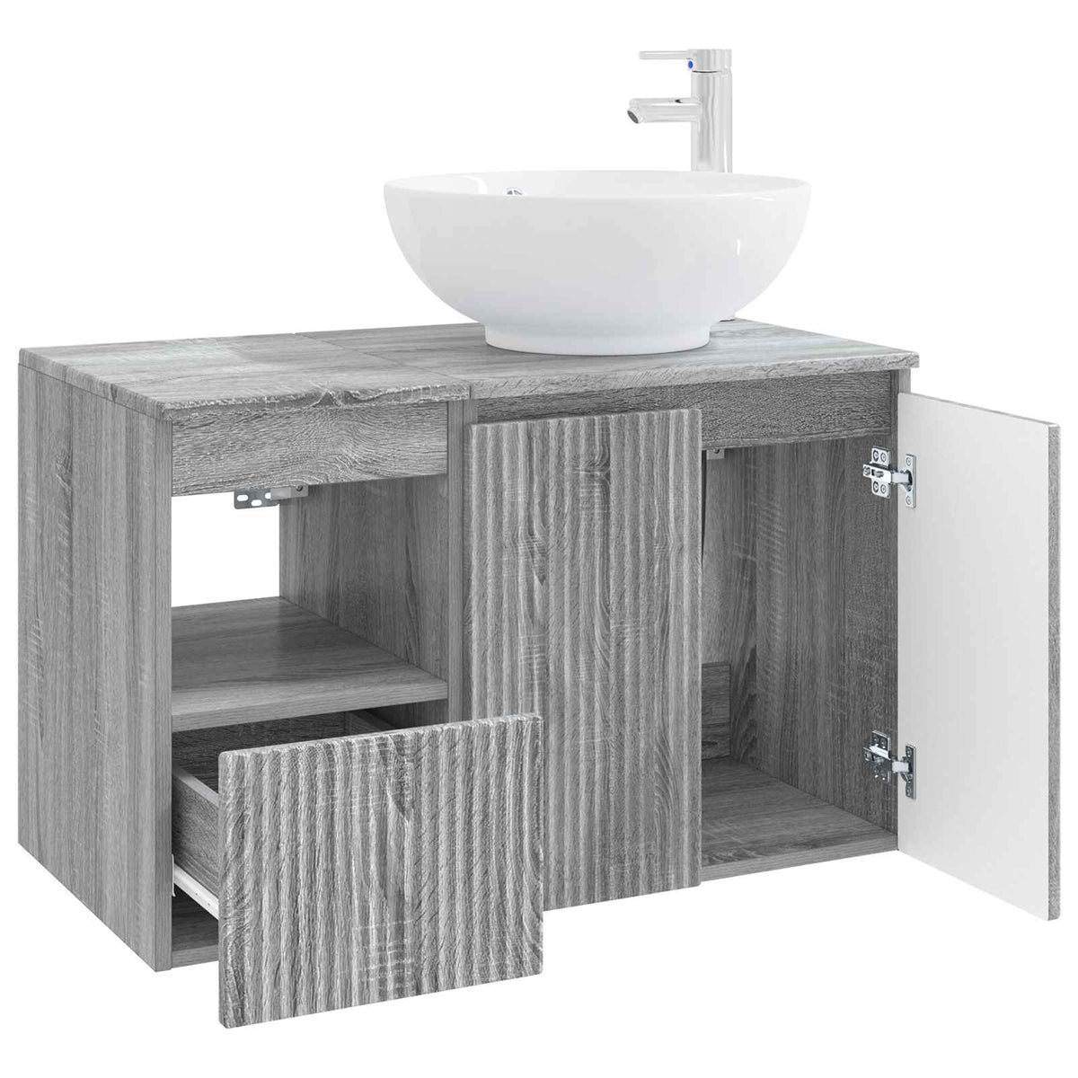vidaXL Bathroom Furniture Set 2 pcs Grey Sonoma Engineered Wood 4
