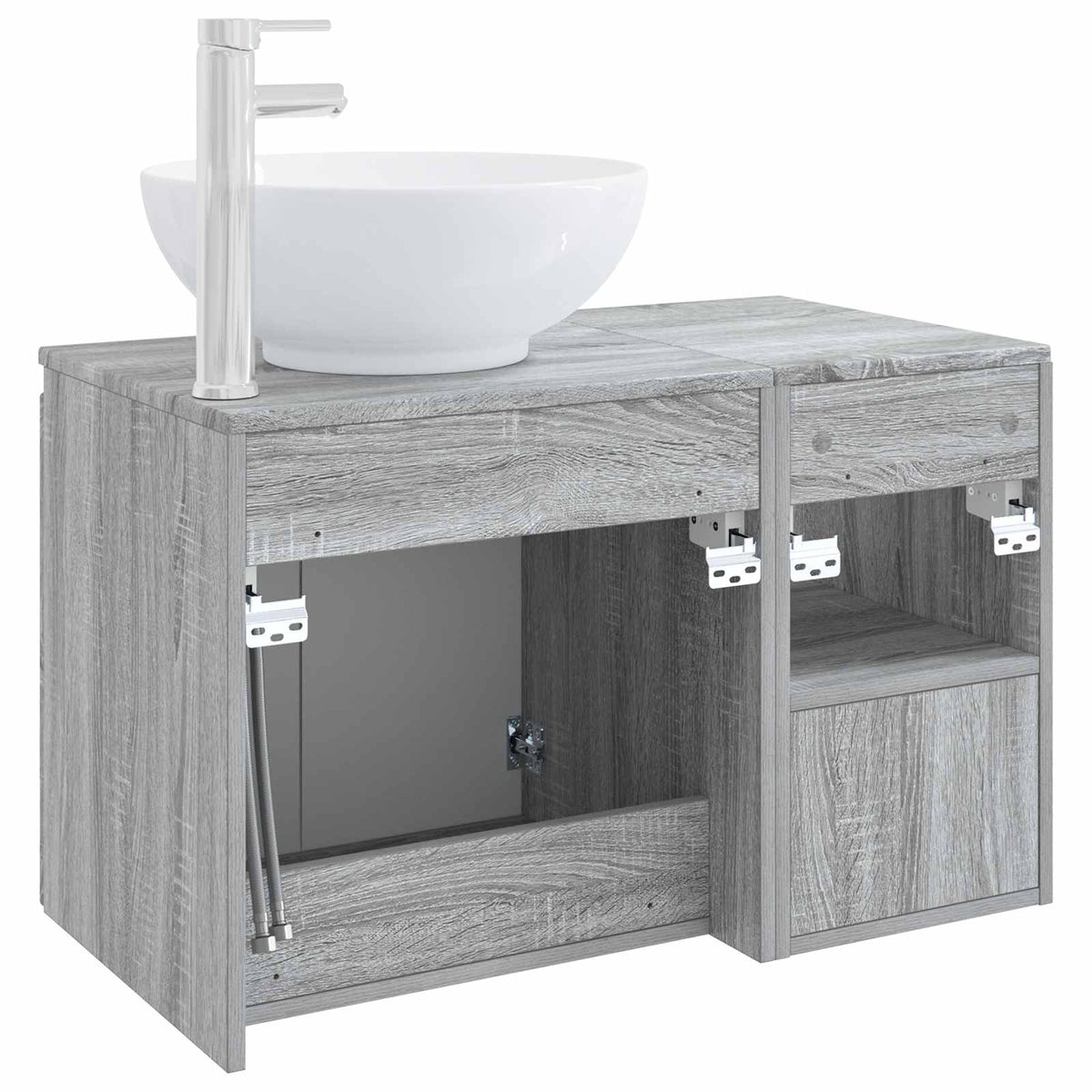 vidaXL Bathroom Furniture Set 2 pcs Grey Sonoma Engineered Wood 6