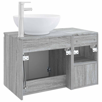 vidaXL Bathroom Furniture Set 2 pcs Grey Sonoma Engineered Wood 6