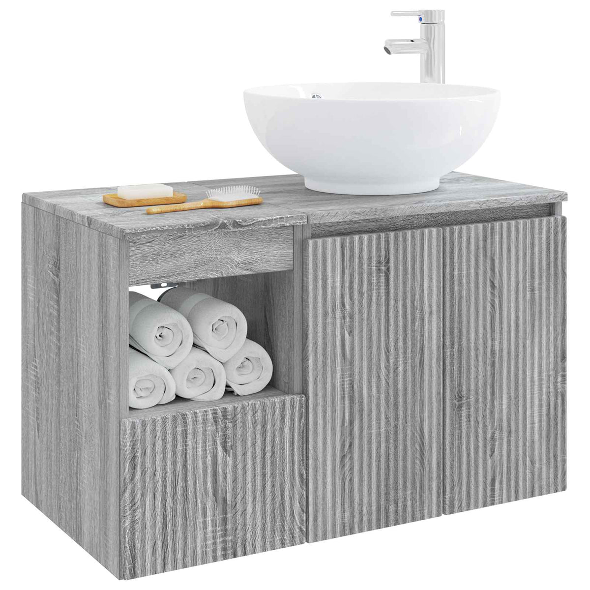 vidaXL Bathroom Furniture Set 2 pcs Grey Sonoma Engineered Wood 3